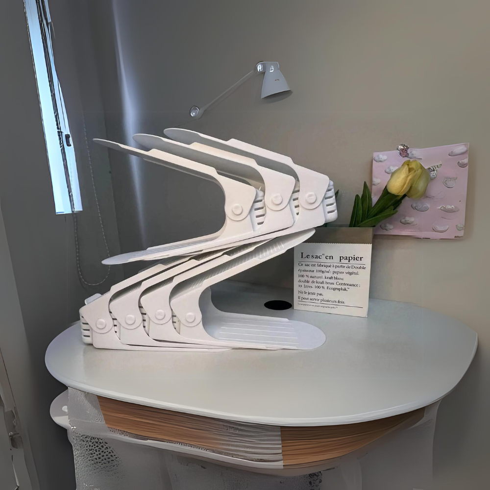 7 Pcs Double-Layer Integrated Adjustable Plastic Shoe Rack - The Grand Bazaar of Australia