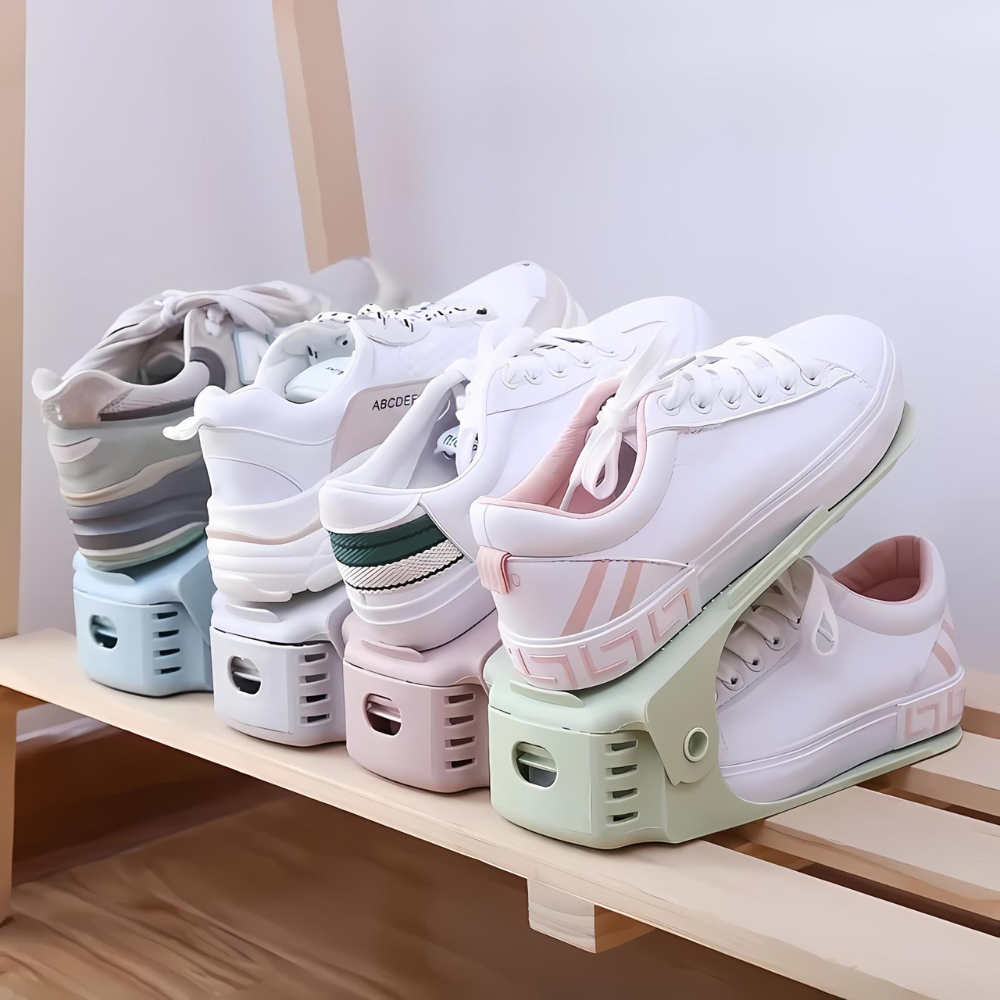 7 Pcs Double-Layer Integrated Adjustable Plastic Shoe Rack - The Grand Bazaar of Australia