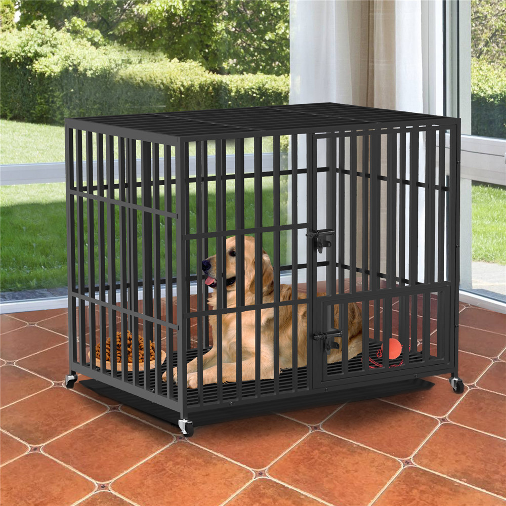 Heavy Duty Pet Dog Cage Strong Metal Crate Kennel Playpen with Wheels &Tray - The Grand Bazaar of Australia