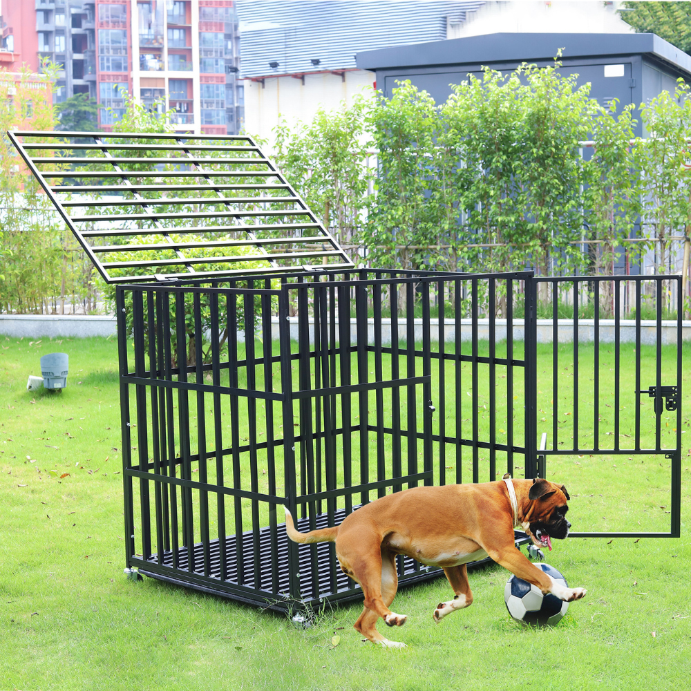 Heavy Duty Pet Dog Cage Strong Metal Crate Kennel Playpen with Wheels &Tray - The Grand Bazaar of Australia