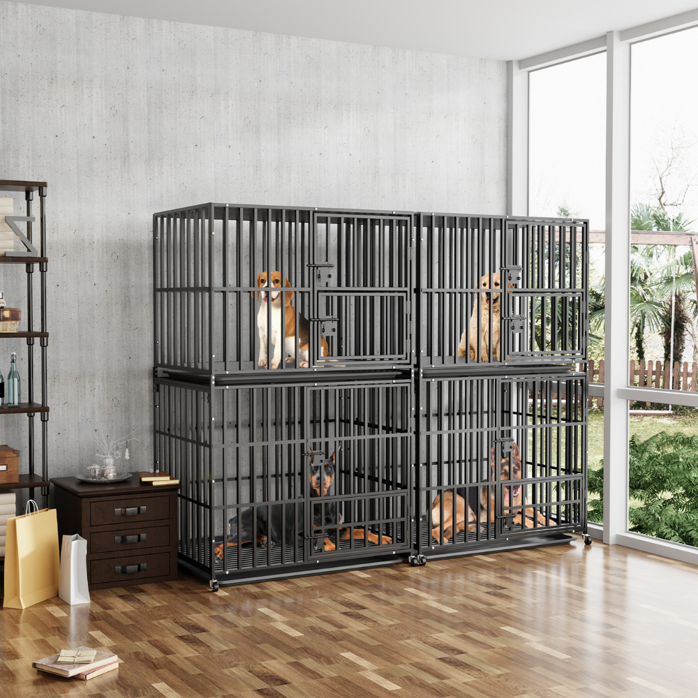 Heavy Duty Pet Dog Cage Strong Metal Crate Kennel Playpen with Wheels &Tray - The Grand Bazaar of Australia