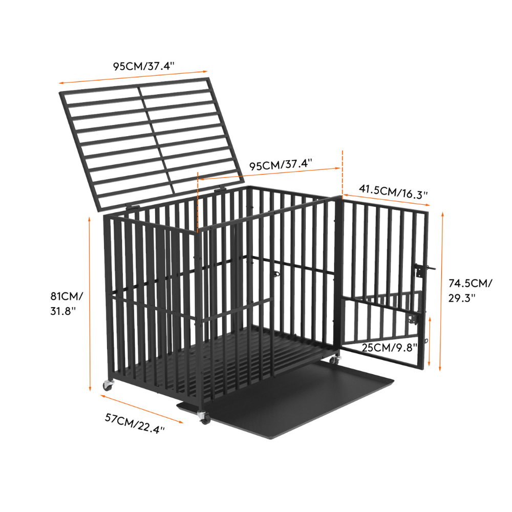 Heavy Duty Pet Dog Cage Strong Metal Crate Kennel Playpen with Wheels &Tray - The Grand Bazaar of Australia