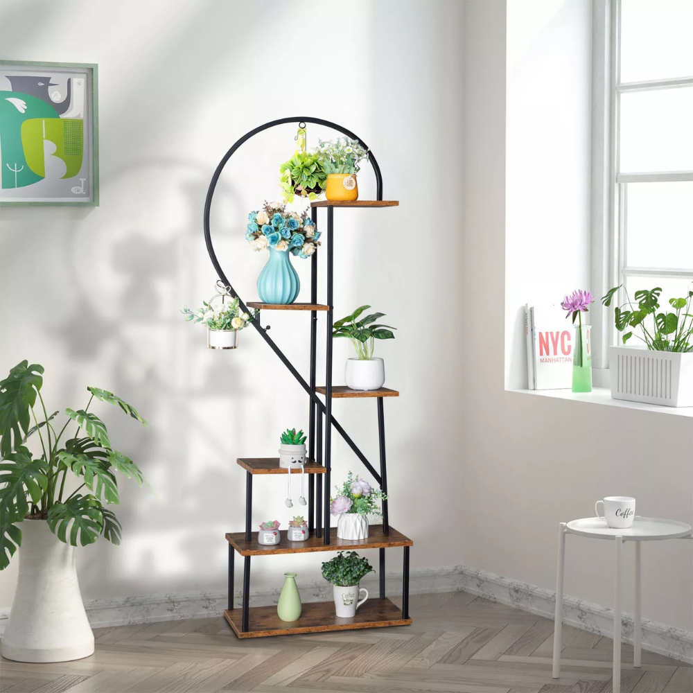 6 Tier Metal Plant Shelf Heart Shape Ladder Plant Stands - The Grand Bazaar of Australia