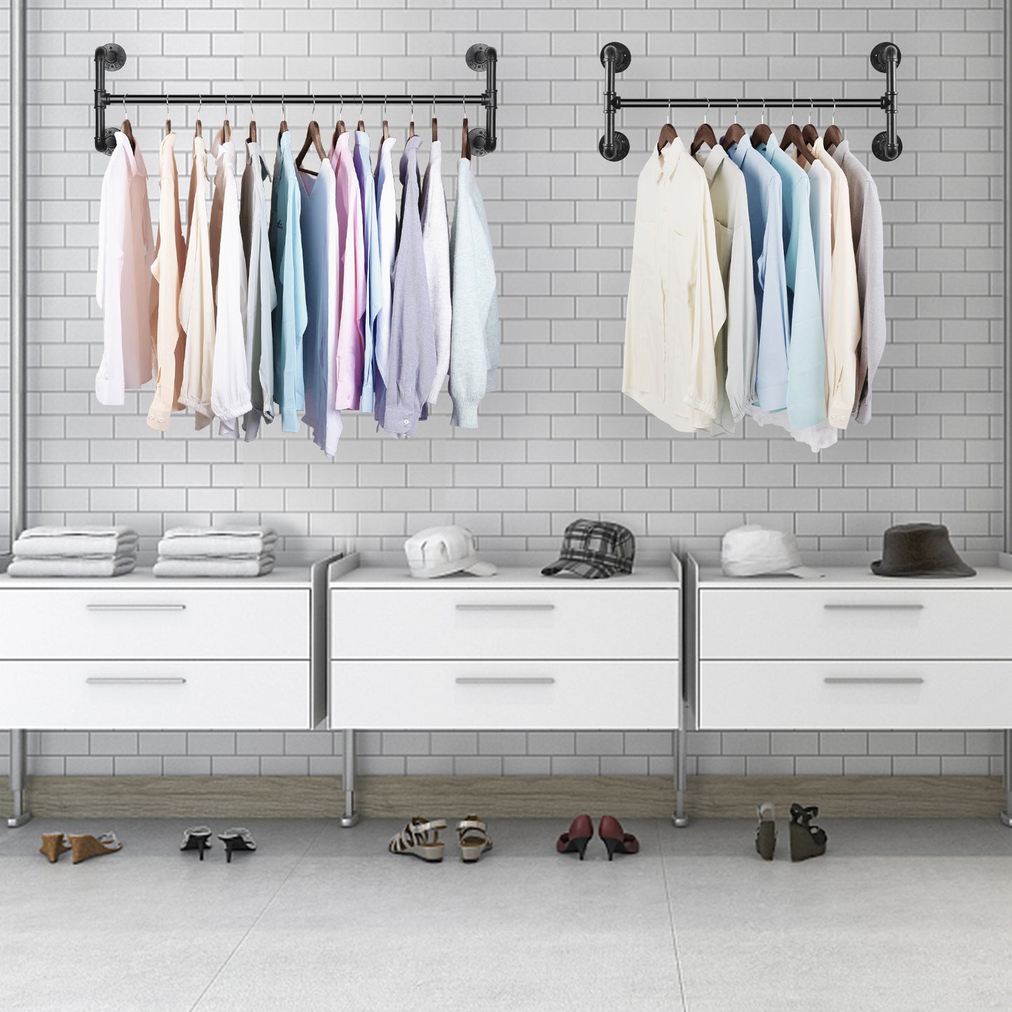 Industrial Pipe Clothes Rack Wall Mounted Detachable Garment Rack - The Grand Bazaar of Australia