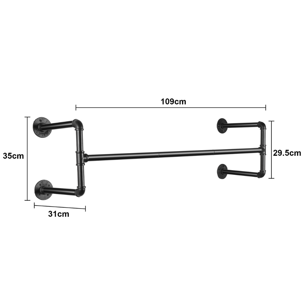 Industrial Pipe Clothes Rack Wall Mounted Detachable Garment Rack - The Grand Bazaar of Australia