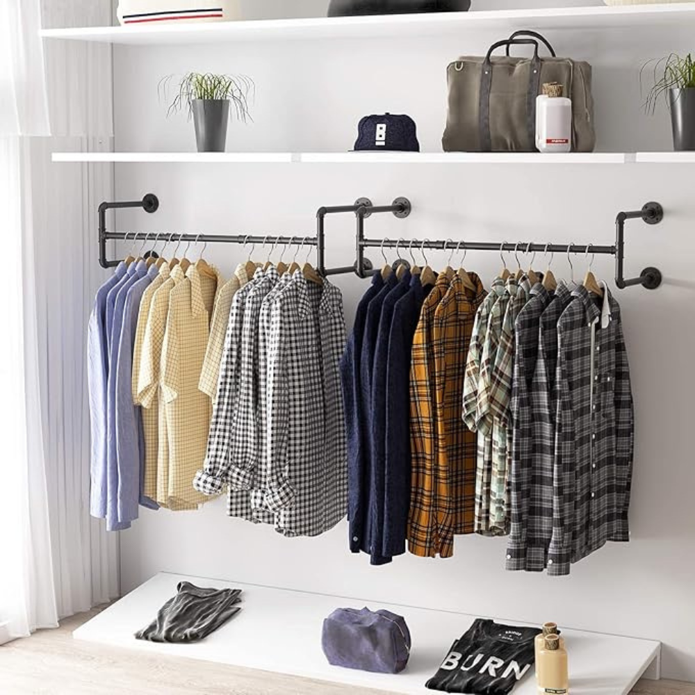 Industrial Pipe Clothes Rack Wall Mounted Detachable Garment Rack - The Grand Bazaar of Australia