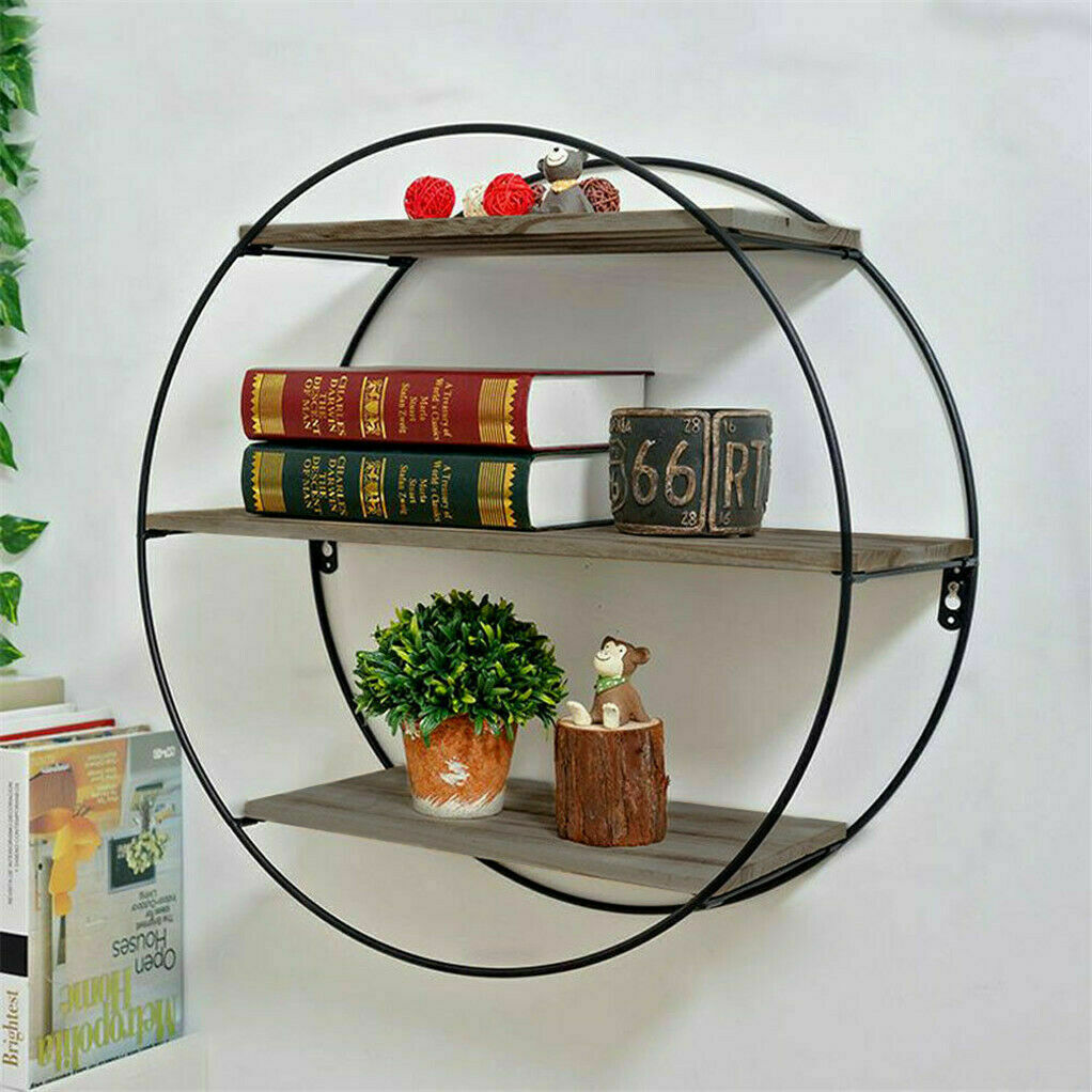 3 Tier Floating Wall Mounted Rustic Industrial Wood Metal Shelves - The Grand Bazaar of Australia
