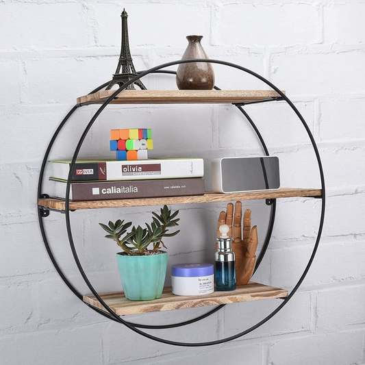 3 Tier Floating Wall Mounted Rustic Industrial Wood Metal Shelves - The Grand Bazaar of Australia