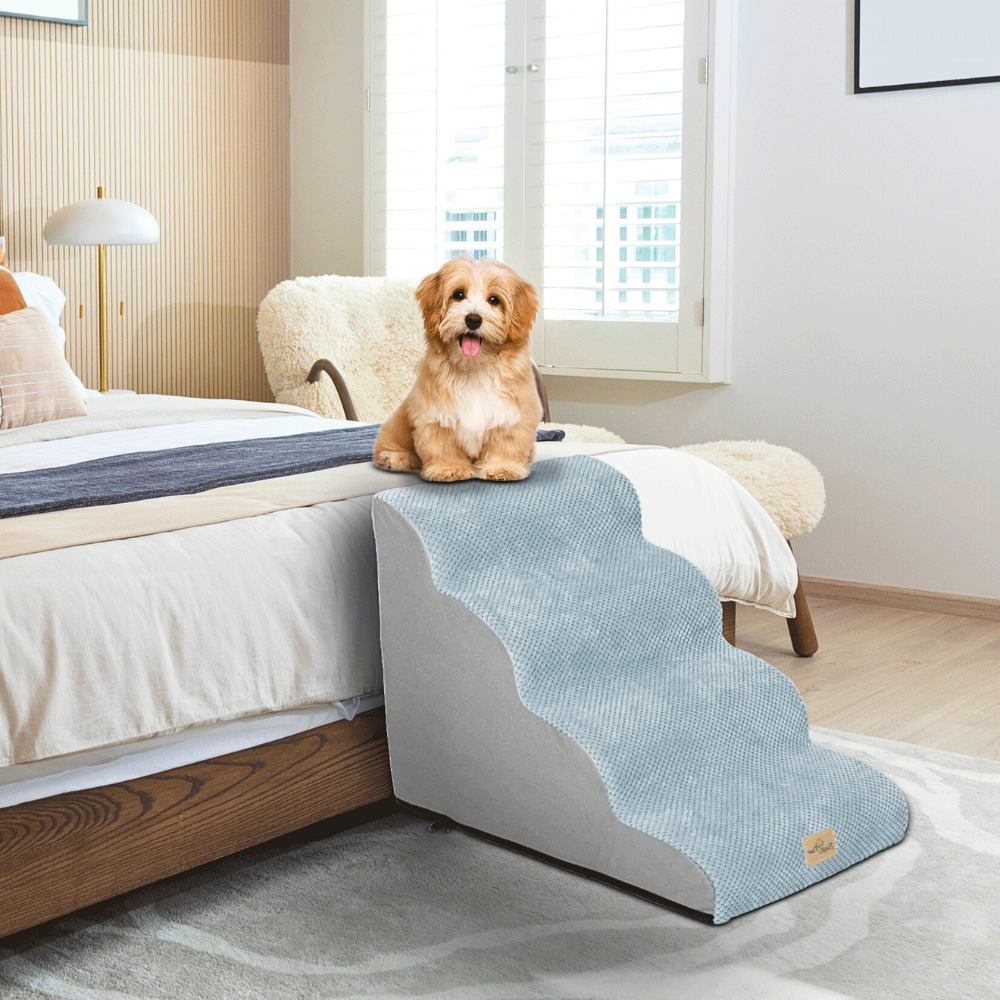 4-Tier Foam Dog Steps Pet Stairs Ramp for Beds and Couches - The Grand Bazaar of Australia