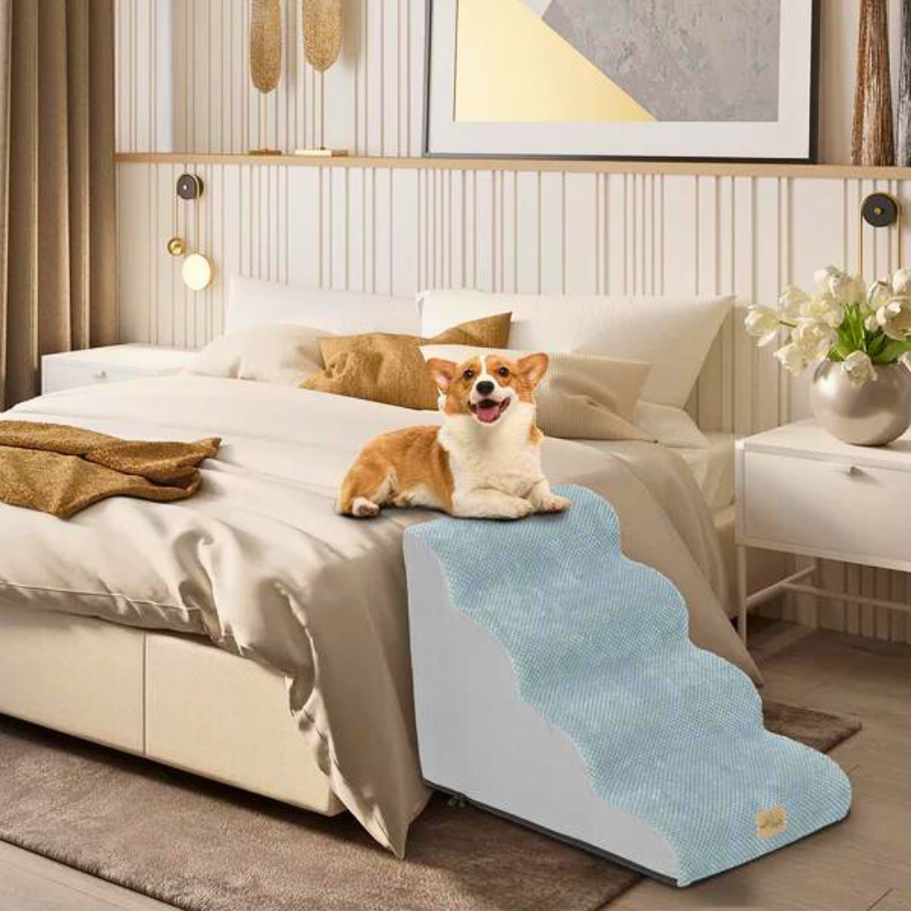 4-Tier Foam Dog Steps Pet Stairs Ramp for Beds and Couches - The Grand Bazaar of Australia