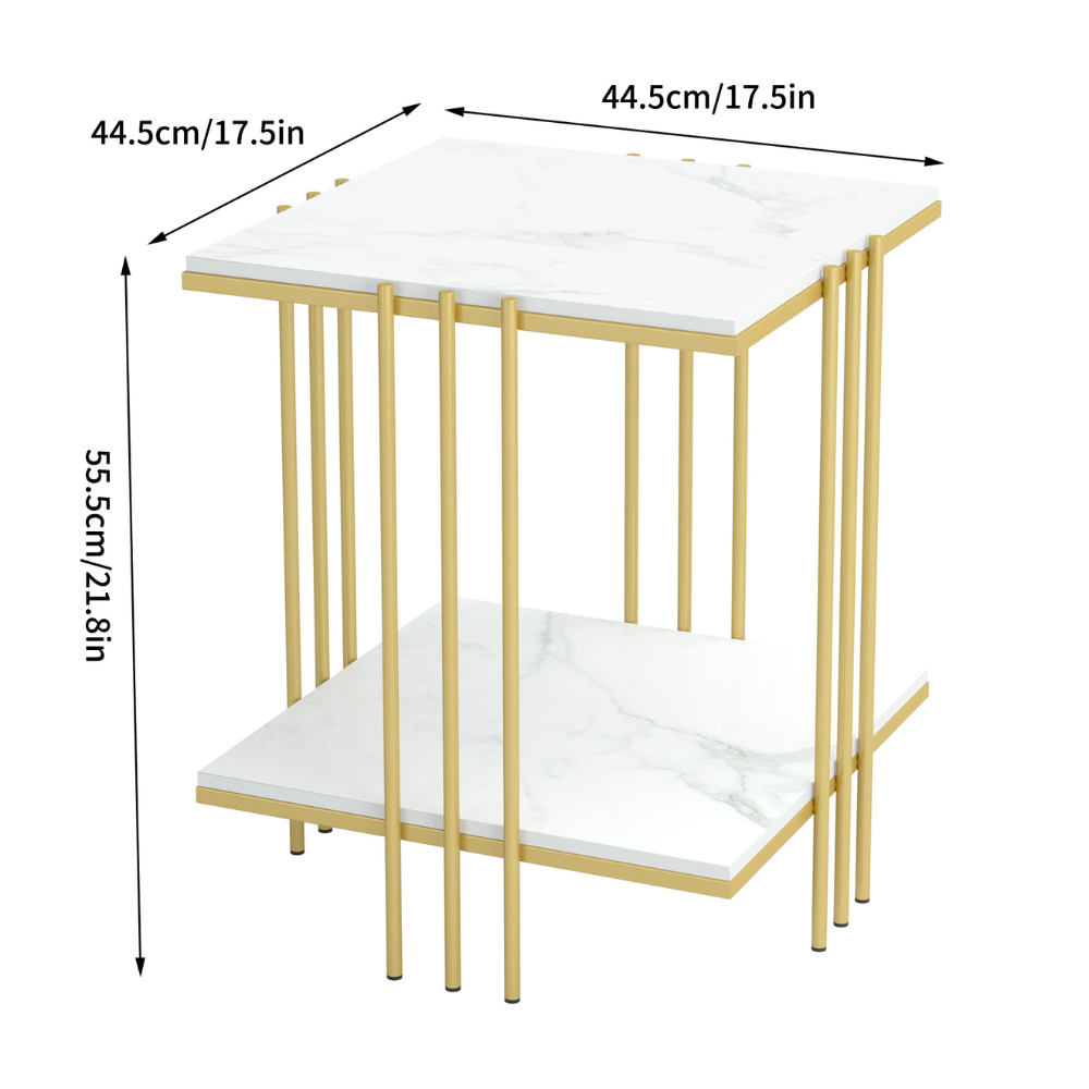 2 Tier Square Marble Top Side Table - The Grand Bazaar of Australia