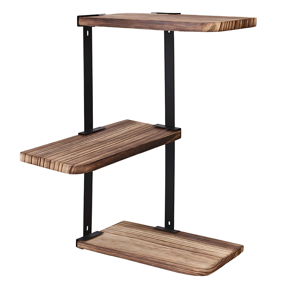 Rustic Industrial Wood Shelf Wall Mount Corner Rack - The Grand Bazaar of Australia
