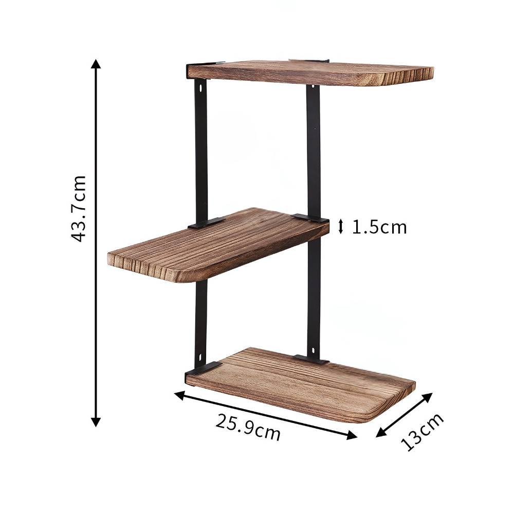 Rustic Industrial Wood Shelf Wall Mount Corner Rack - The Grand Bazaar of Australia