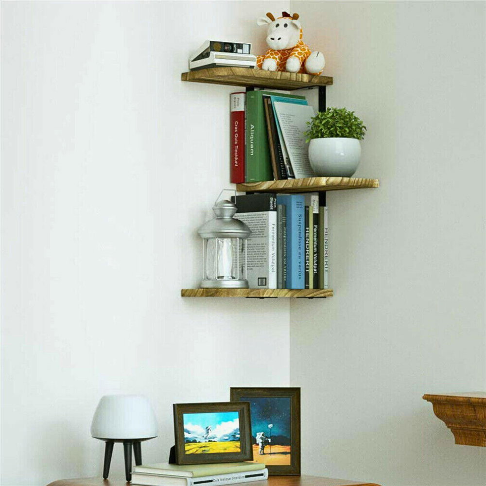 Rustic Industrial Wood Shelf Wall Mount Corner Rack - The Grand Bazaar of Australia