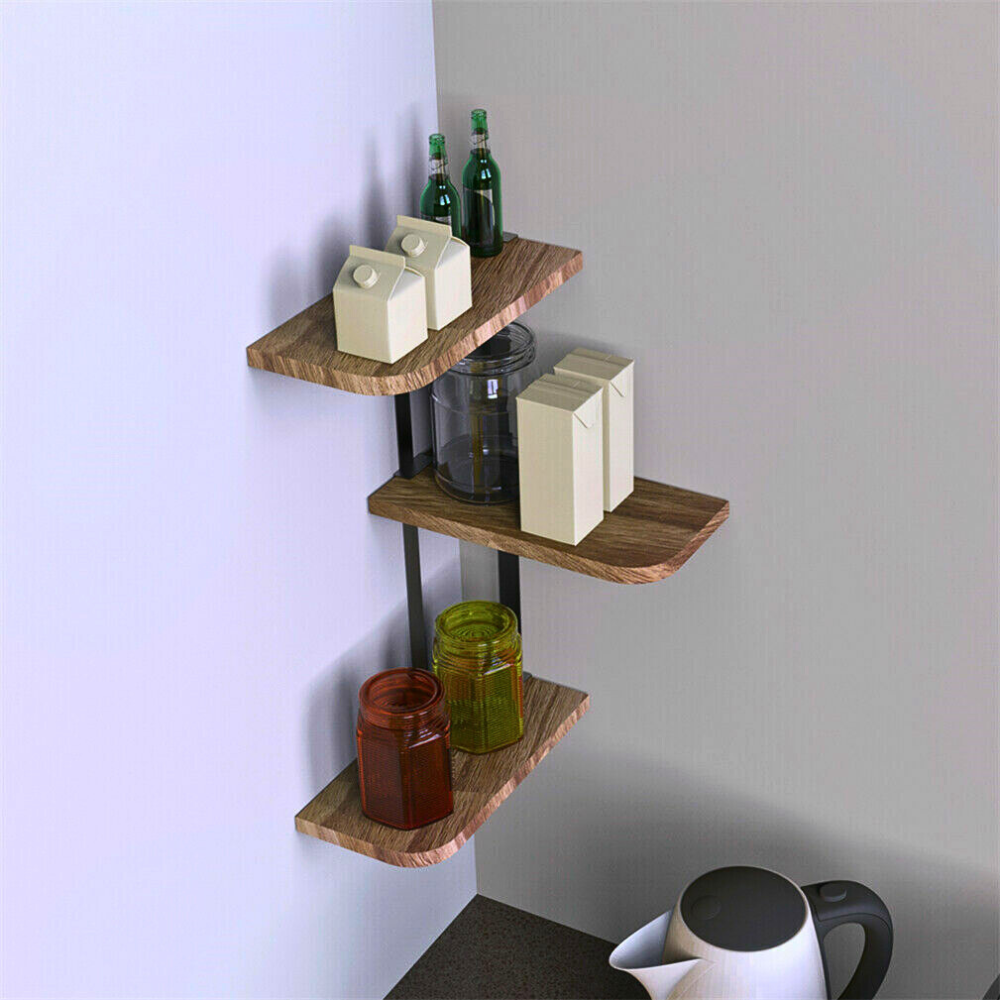Rustic Industrial Wood Shelf Wall Mount Corner Rack - The Grand Bazaar of Australia
