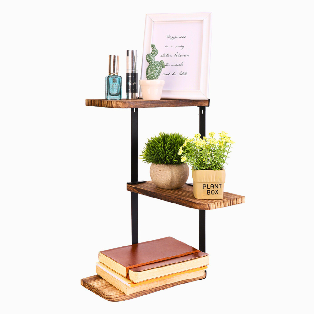 Rustic Industrial Wood Shelf Wall Mount Corner Rack - The Grand Bazaar of Australia