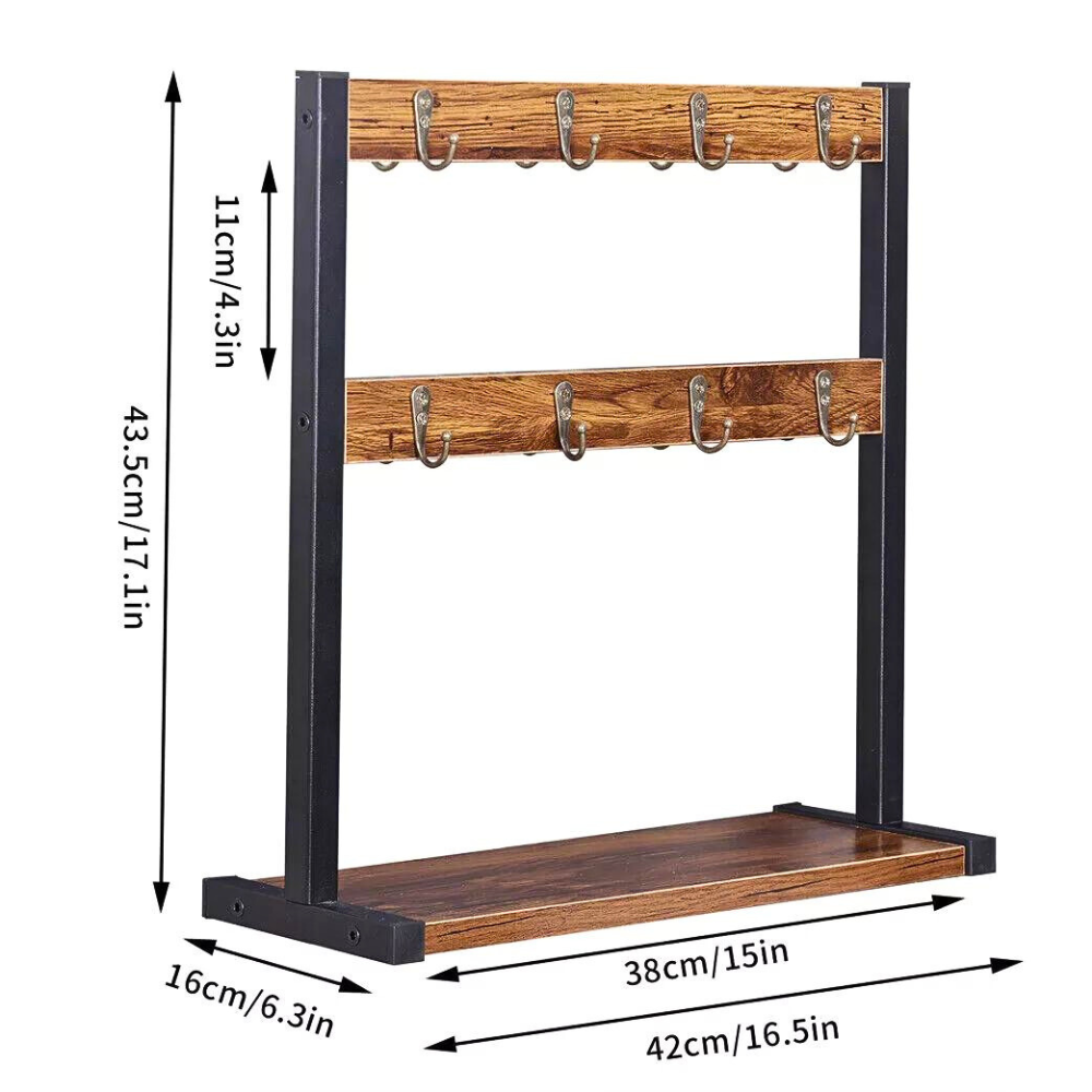 2 Tier Vintage Wood Coffee Mug Holder Stand - The Grand Bazaar of Australia