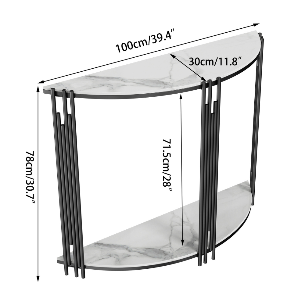 Half Moon Tiered Real Marble Entry Console Table Hallway Entryway Furniture - The Grand Bazaar of Australia