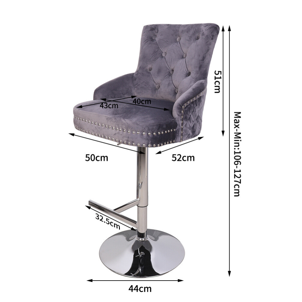 Luxurious Velvet Swivel Bar Stool with Lion Knocker & High Back - The Grand Bazaar of Australia