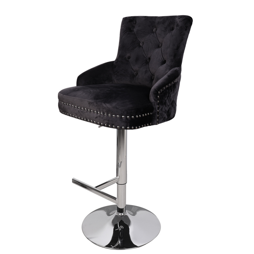 Luxurious Velvet Swivel Bar Stool with Lion Knocker & High Back - The Grand Bazaar of Australia