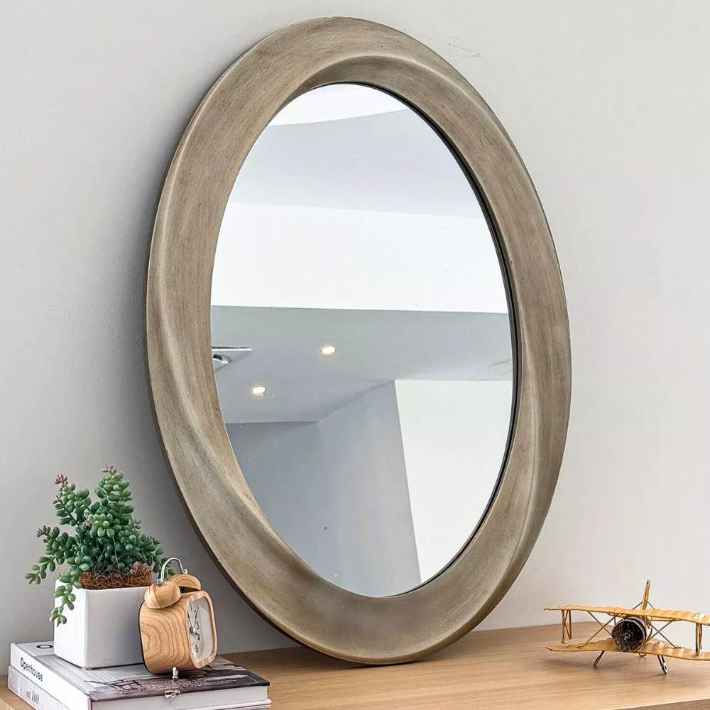 Swirl Style Oval Antique Gold Vintage Hanging Mirror - The Grand Bazaar of Australia