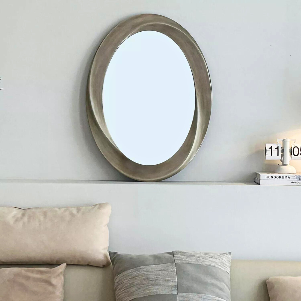 Swirl Style Oval Antique Gold Vintage Hanging Mirror - The Grand Bazaar of Australia