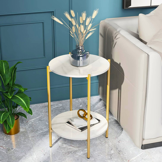2 Tier Round Coffee End Table with Storage Shelf - The Grand Bazaar of Australia
