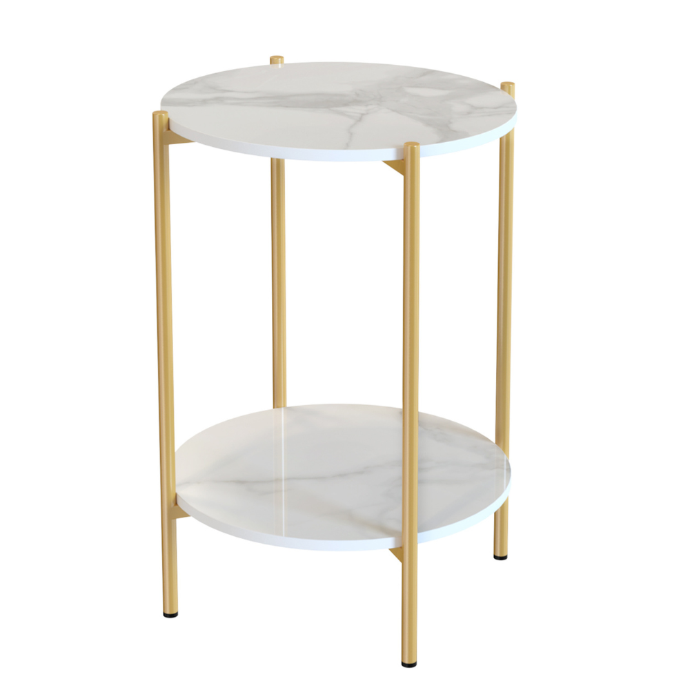 2 Tier Round Coffee End Table with Storage Shelf - The Grand Bazaar of Australia
