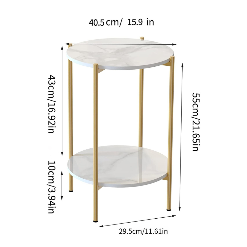 2 Tier Round Coffee End Table with Storage Shelf - The Grand Bazaar of Australia