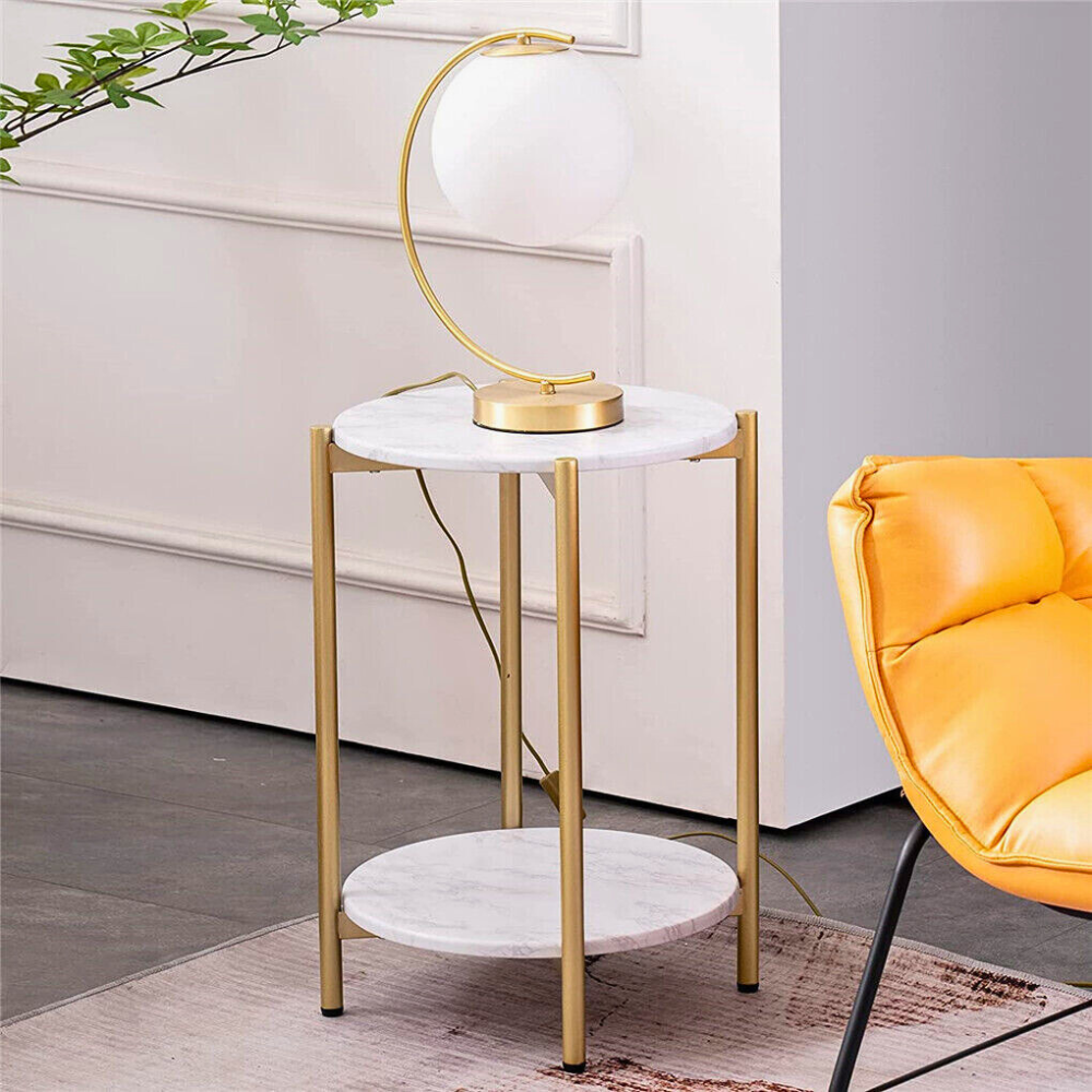 2 Tier Round Coffee End Table with Storage Shelf - The Grand Bazaar of Australia