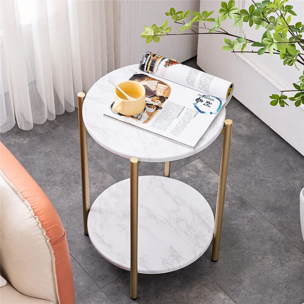 2 Tier Round Coffee End Table with Storage Shelf - The Grand Bazaar of Australia