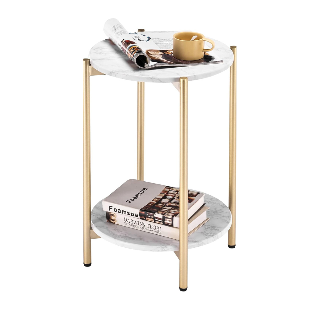 2 Tier Round Coffee End Table with Storage Shelf - The Grand Bazaar of Australia