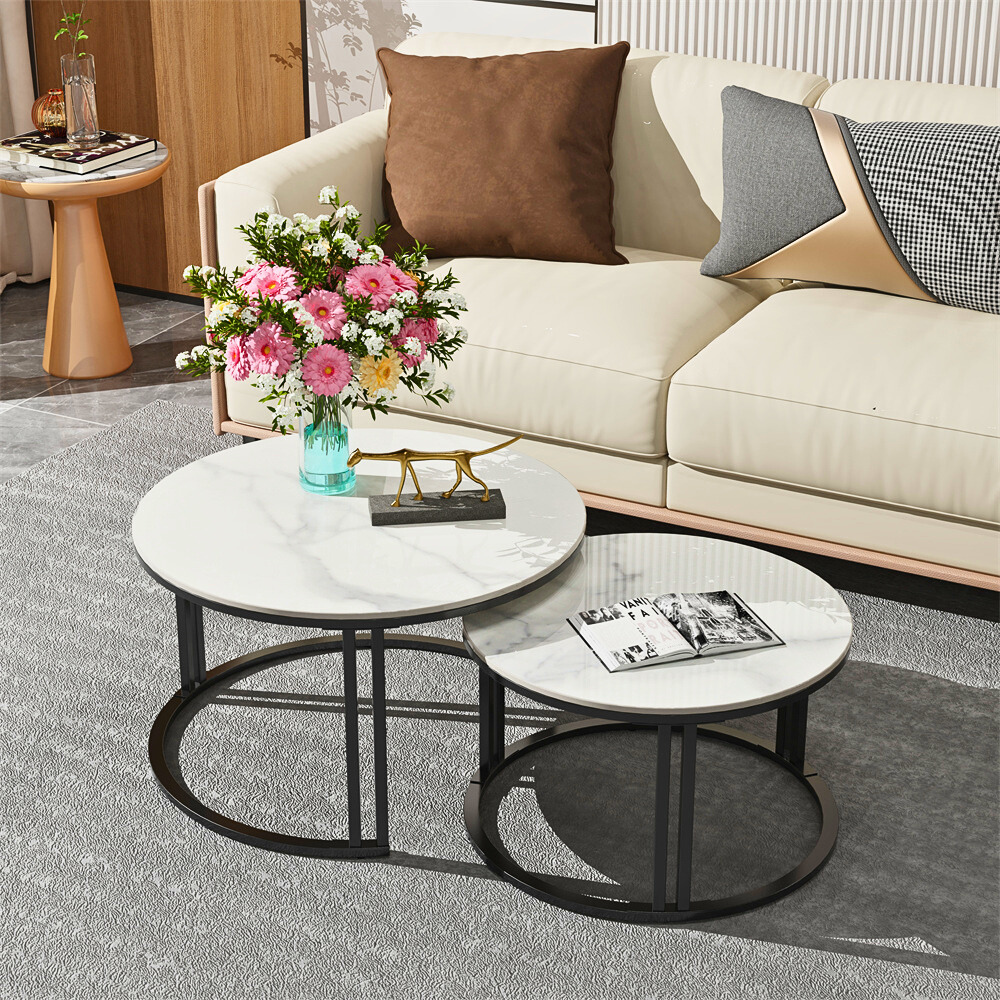 2 Pack Marble Nesting Coffee Table Set - The Grand Bazaar of Australia