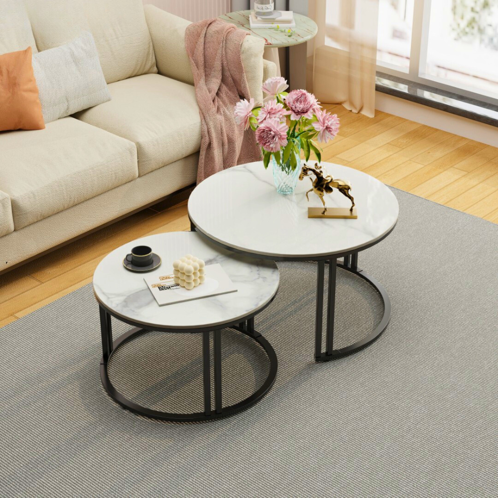 2 Pack Marble Nesting Coffee Table Set - The Grand Bazaar of Australia
