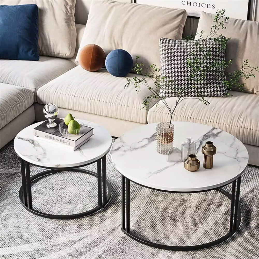 2 Pack Marble Nesting Coffee Table Set - The Grand Bazaar of Australia