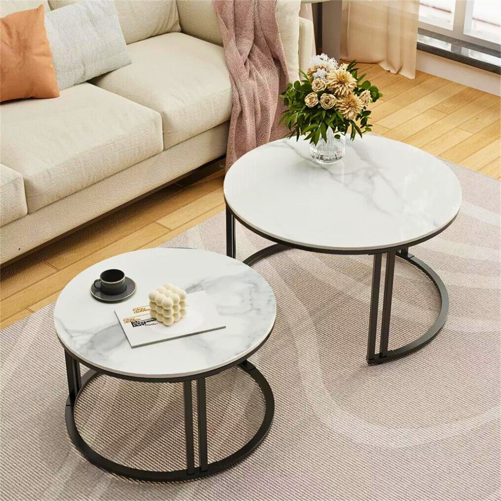 2 Pack Marble Nesting Coffee Table Set - The Grand Bazaar of Australia