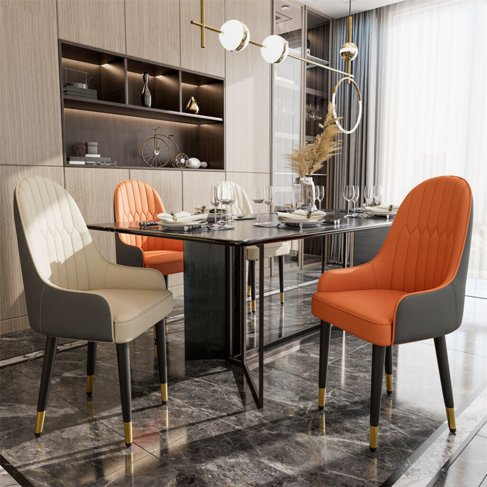 Stylish PU Leather Dining Chairs with Metal Legs - The Grand Bazaar of Australia