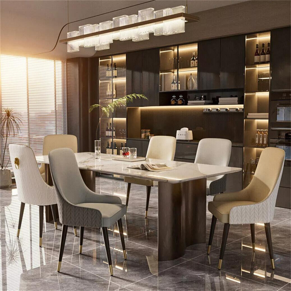 Stylish PU Leather Dining Chairs with Metal Legs - The Grand Bazaar of Australia