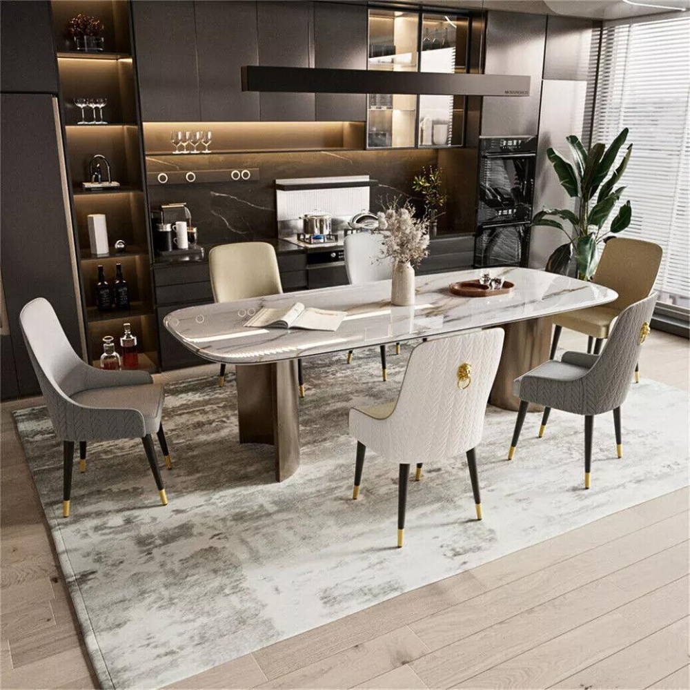 Stylish PU Leather Dining Chairs with Metal Legs - The Grand Bazaar of Australia