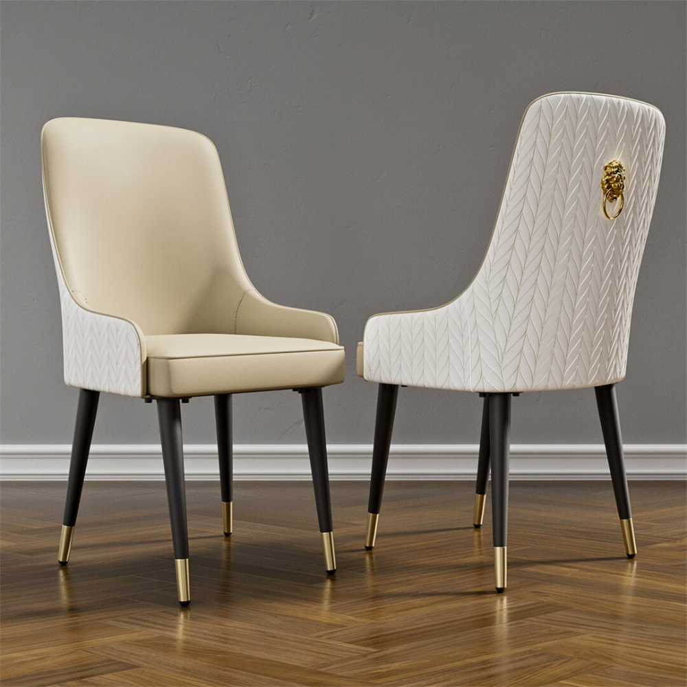 Stylish PU Leather Dining Chairs with Metal Legs - The Grand Bazaar of Australia