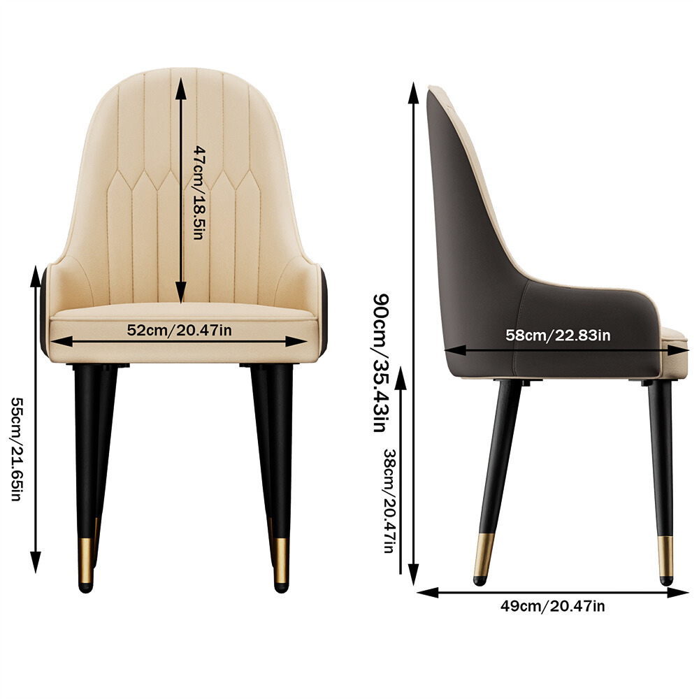 Stylish PU Leather Dining Chairs with Metal Legs - The Grand Bazaar of Australia