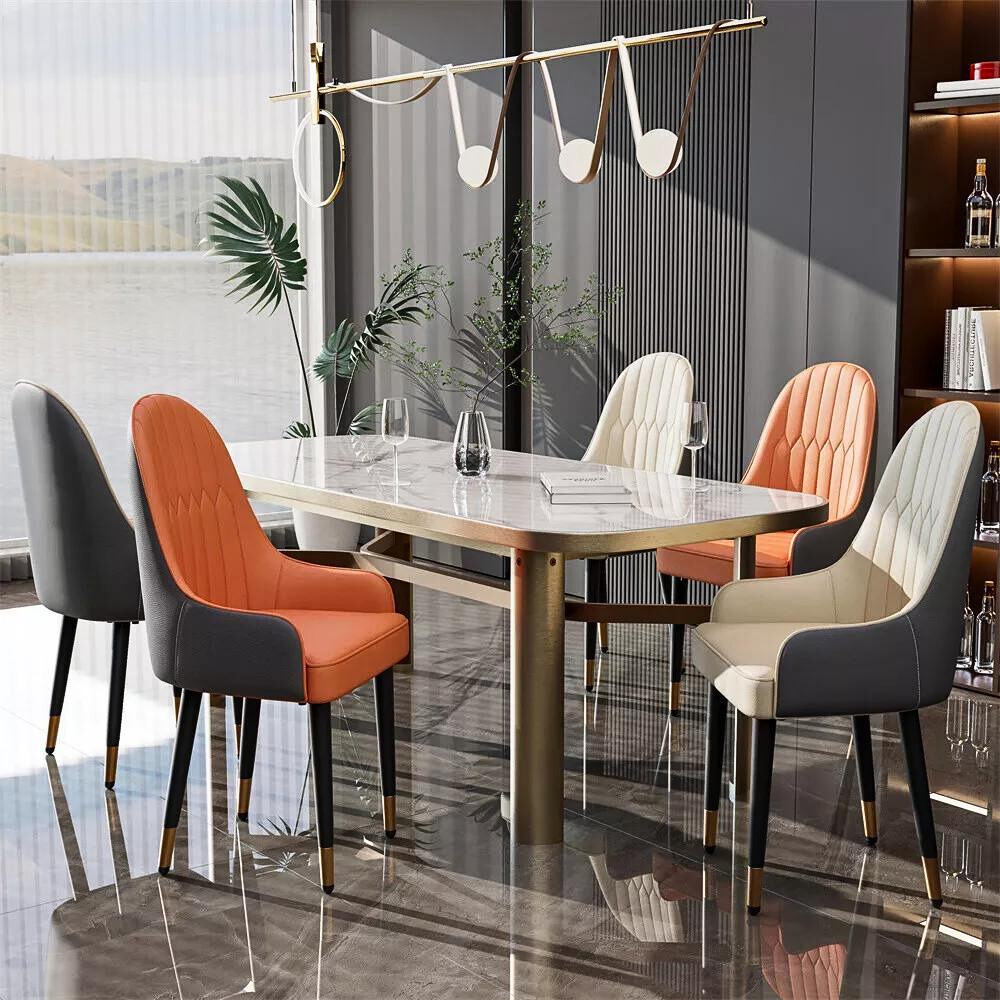 Stylish PU Leather Dining Chairs with Metal Legs - The Grand Bazaar of Australia