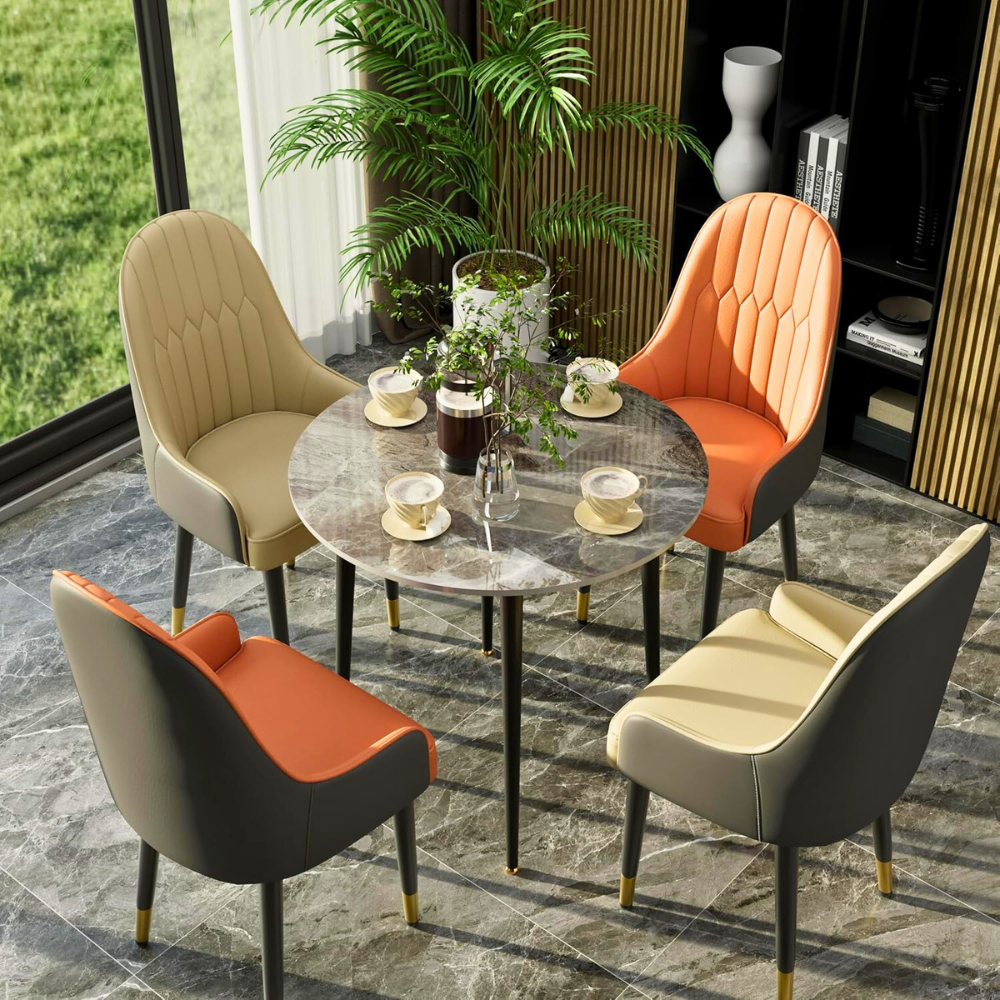 Stylish PU Leather Dining Chairs with Metal Legs - The Grand Bazaar of Australia