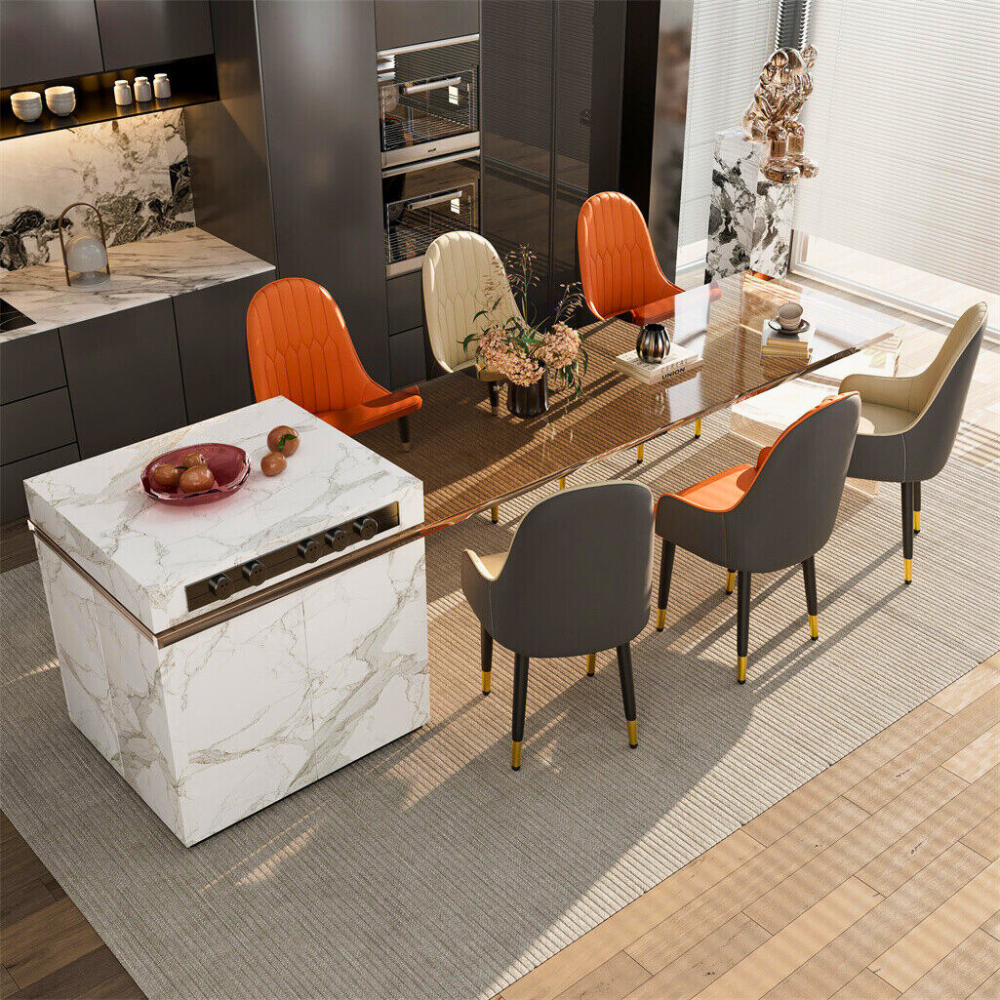 Stylish PU Leather Dining Chairs with Metal Legs - The Grand Bazaar of Australia