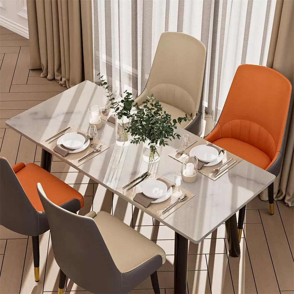 Stylish PU Leather Dining Chairs with Metal Legs - The Grand Bazaar of Australia