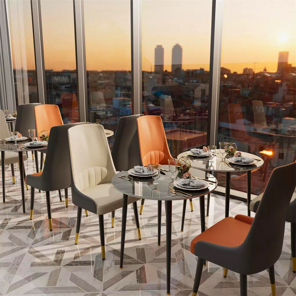 Stylish PU Leather Dining Chairs with Metal Legs - The Grand Bazaar of Australia