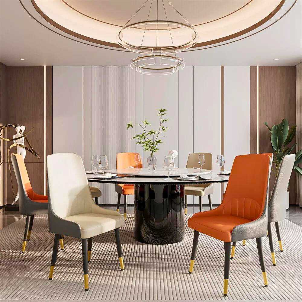 Stylish PU Leather Dining Chairs with Metal Legs - The Grand Bazaar of Australia