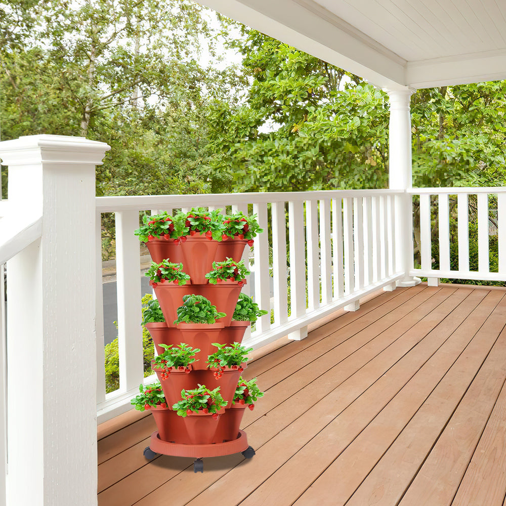 GREENHAVEN 5-Tier Stackable Planter, Indoor and Outdoor Gardening Planter with Removable Wheels and Tools - The Grand Bazaar of Australia