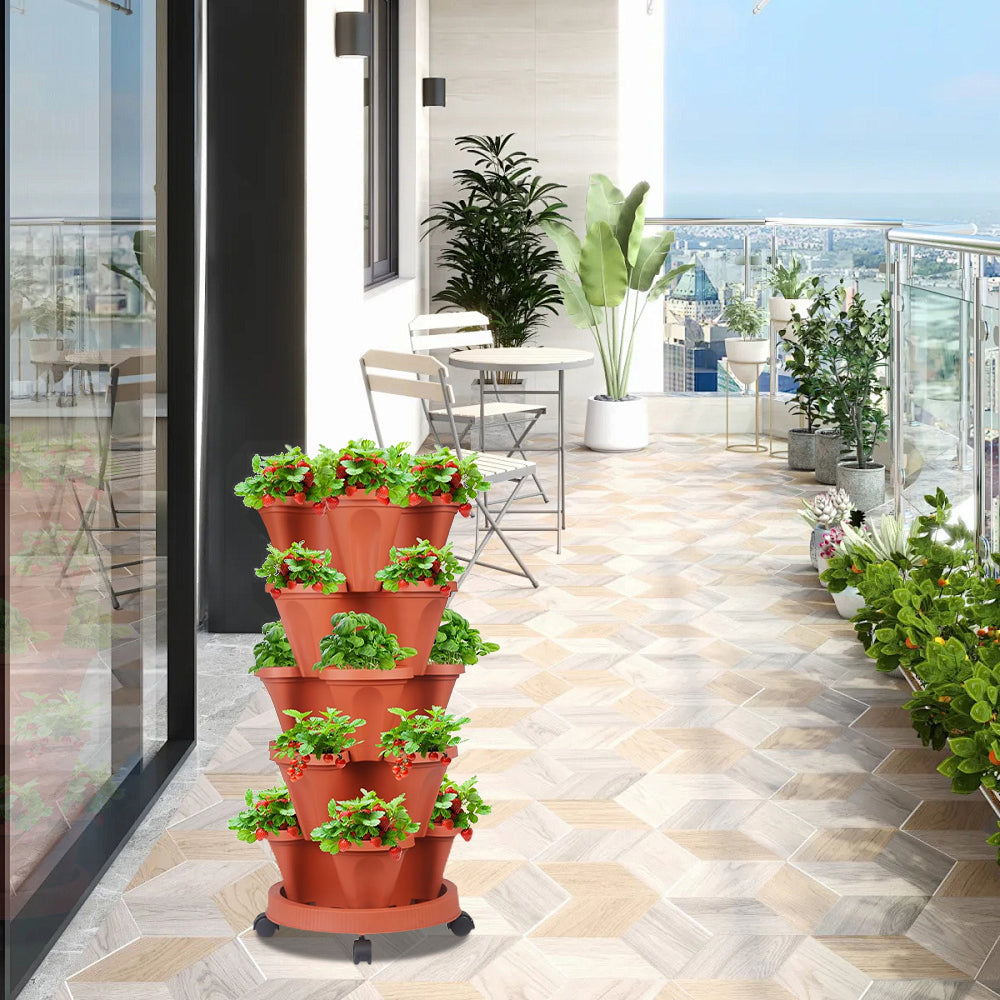 GREENHAVEN 5-Tier Stackable Planter, Indoor and Outdoor Gardening Planter with Removable Wheels and Tools - The Grand Bazaar of Australia