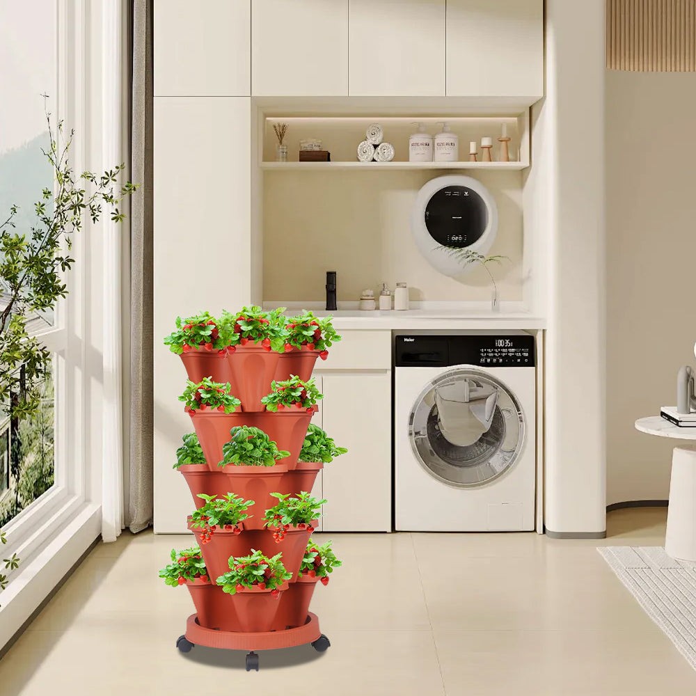 GREENHAVEN 5-Tier Stackable Planter, Indoor and Outdoor Gardening Planter with Removable Wheels and Tools - The Grand Bazaar of Australia